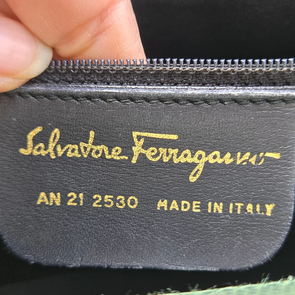 Vintage Salvatore Ferragamo Lizard Embossed Leather Tote Bag with COA